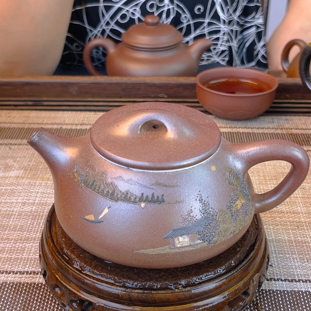 茶壶紫砂底槽清柴烧350cc
