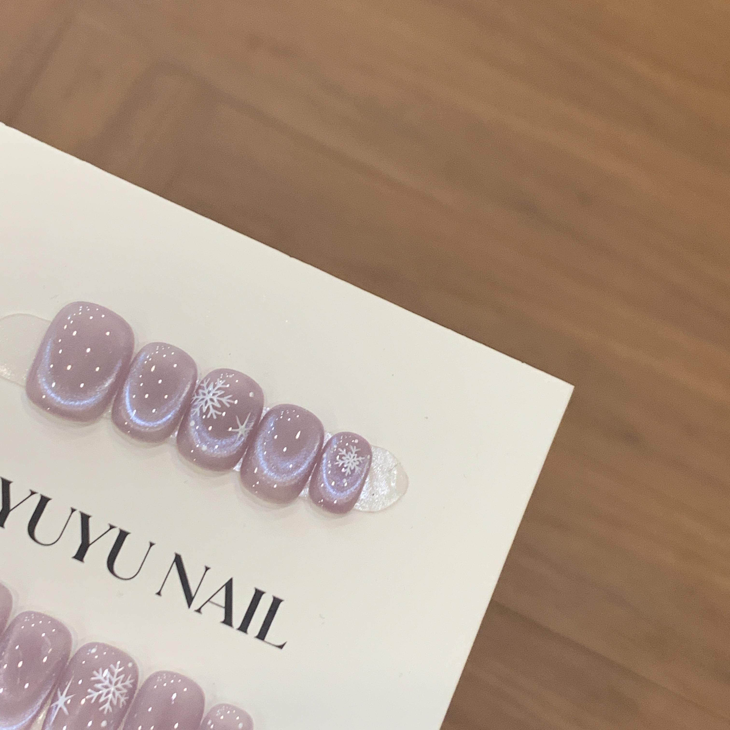 YUYU -【幻紫雪韵】 -纯手绘猫眼系列-小众设计手工穿戴甲