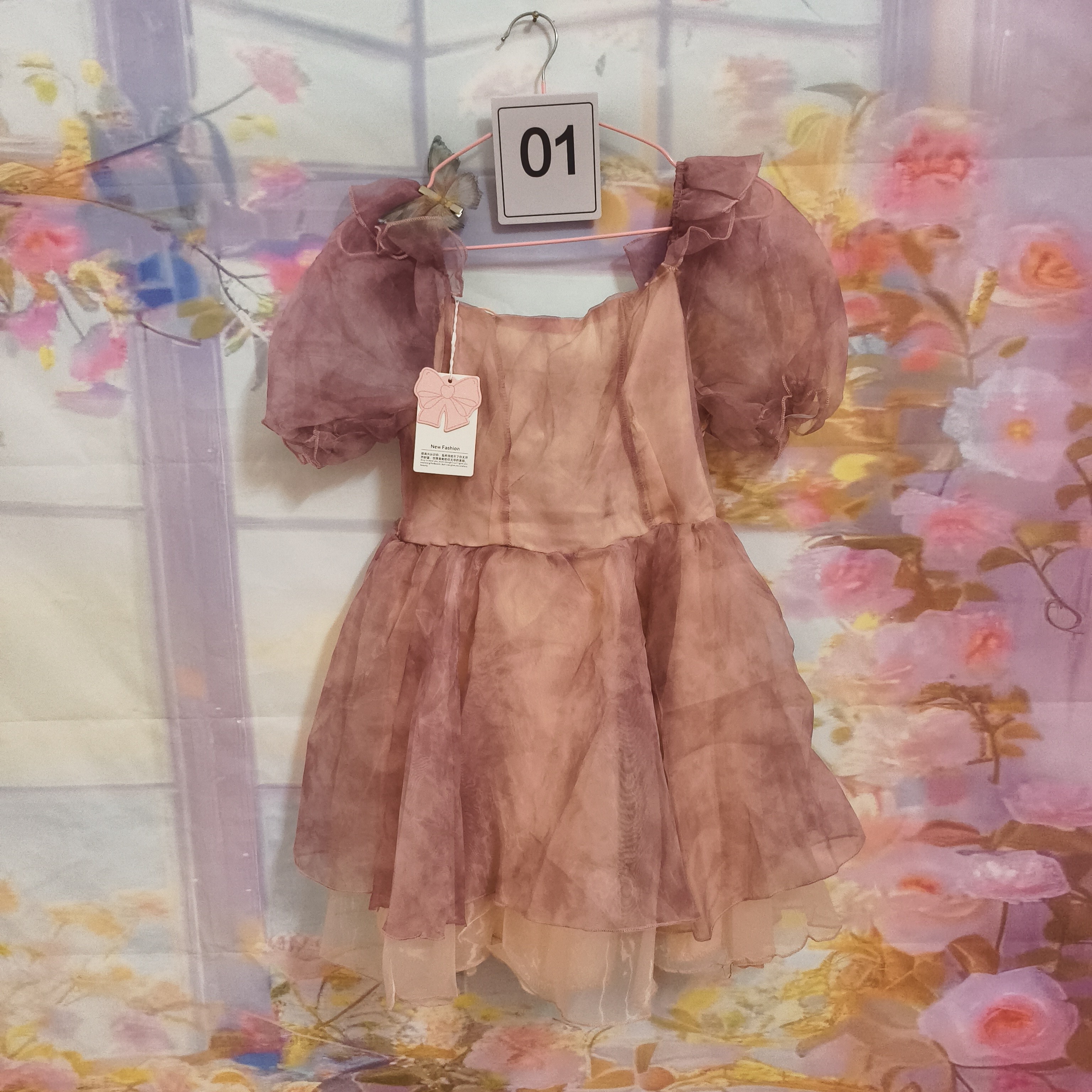 木耳花边三层蓬蓬裙方领晚礼服连衣裙