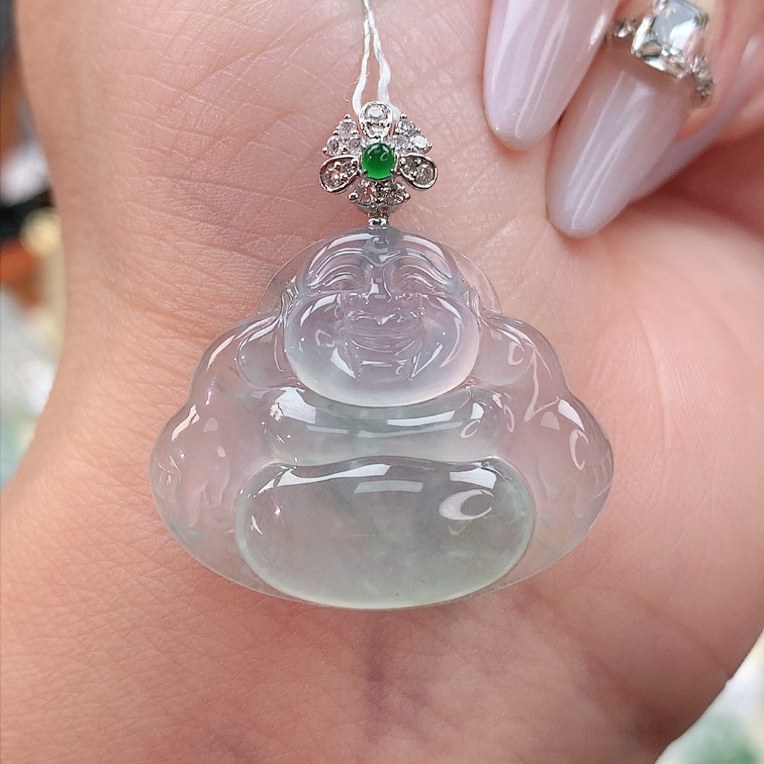 颈饰18K金镶嵌翡翠佛公