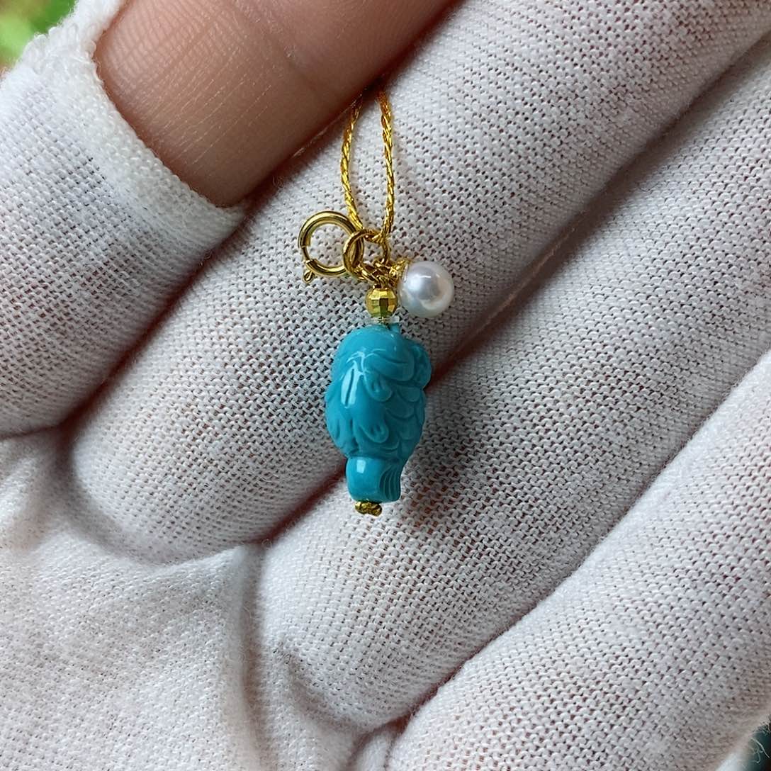 绿松石珠宝奇石18K金镶嵌