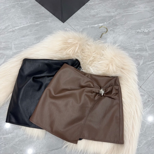 【相老板】精选新品-952-冬季扭结不规则皮短裙