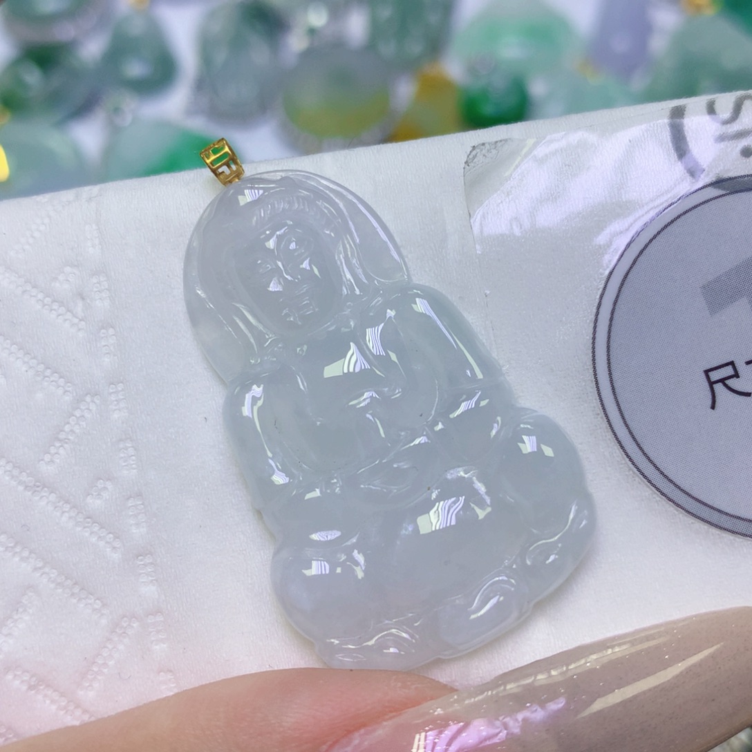 翡翠18K金镶嵌颈饰缅甸天然翡翠