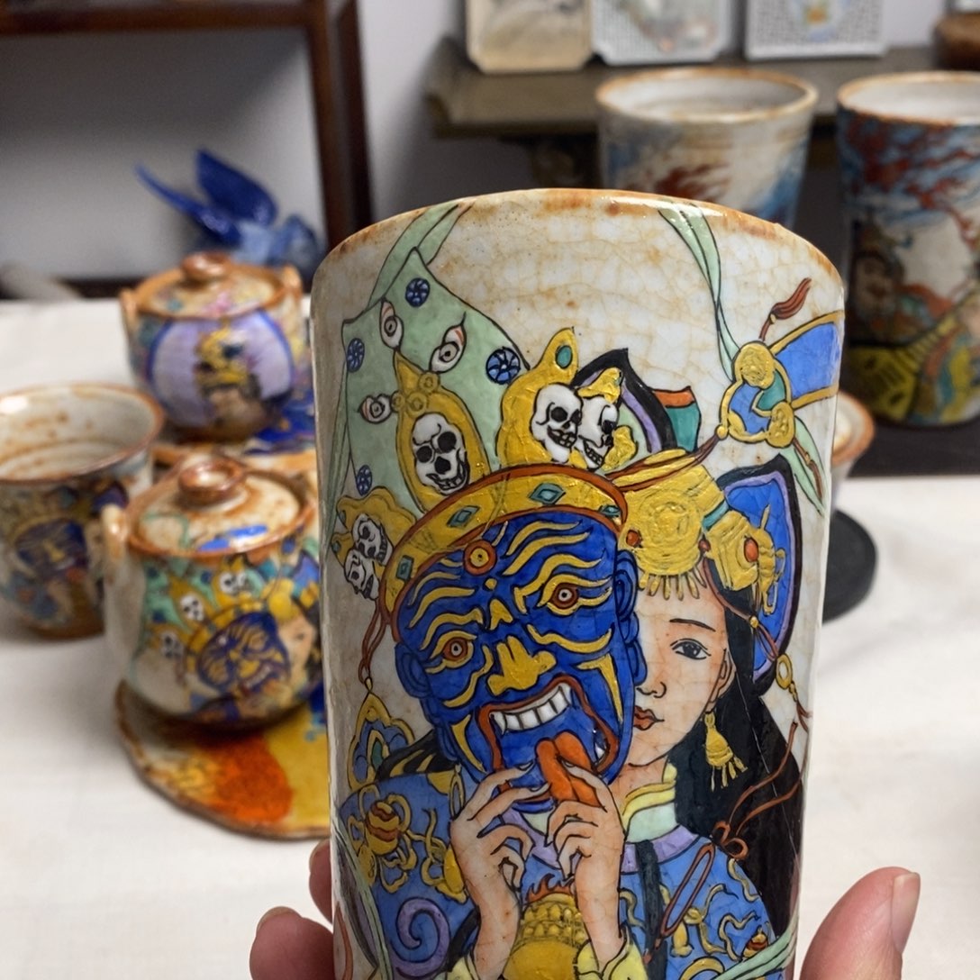 手工手绘扎吉拉姆可乐杯