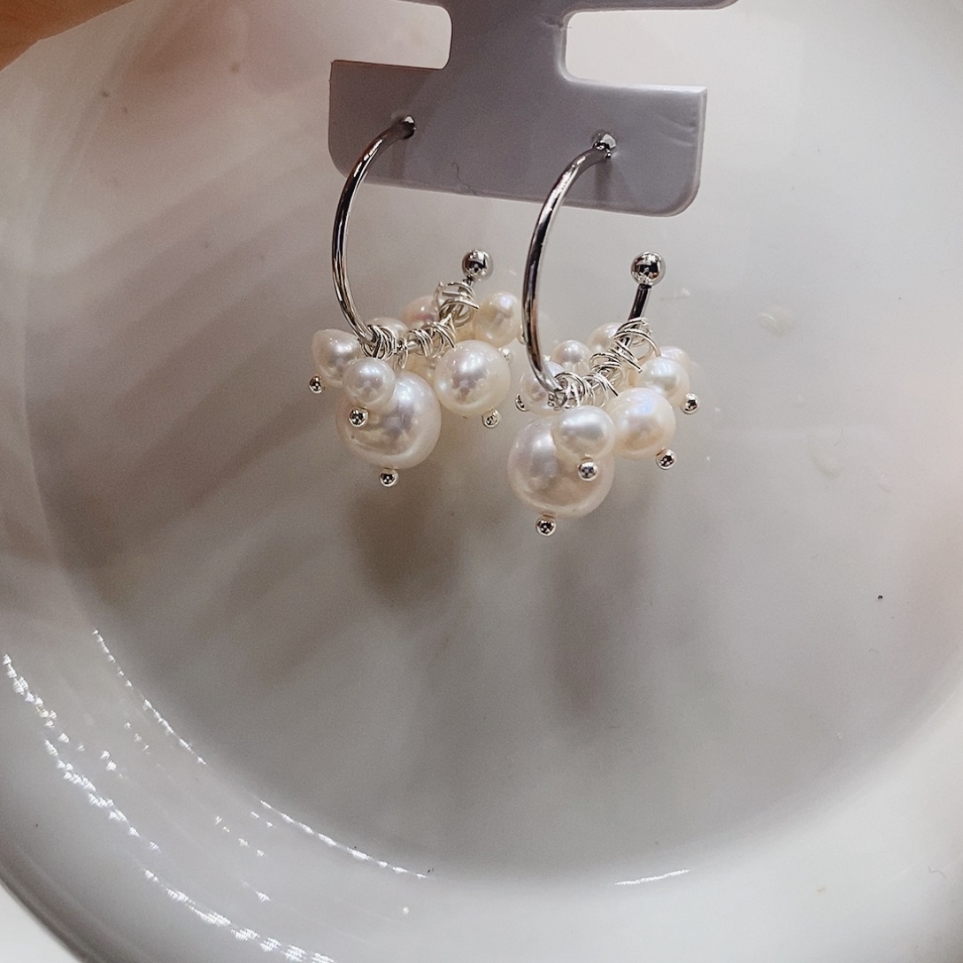 淡水珍珠耳饰银S925镶嵌