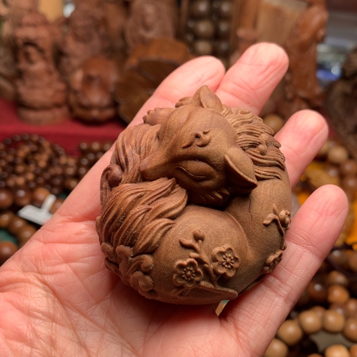 檀香木把件老山檀凤九奶香