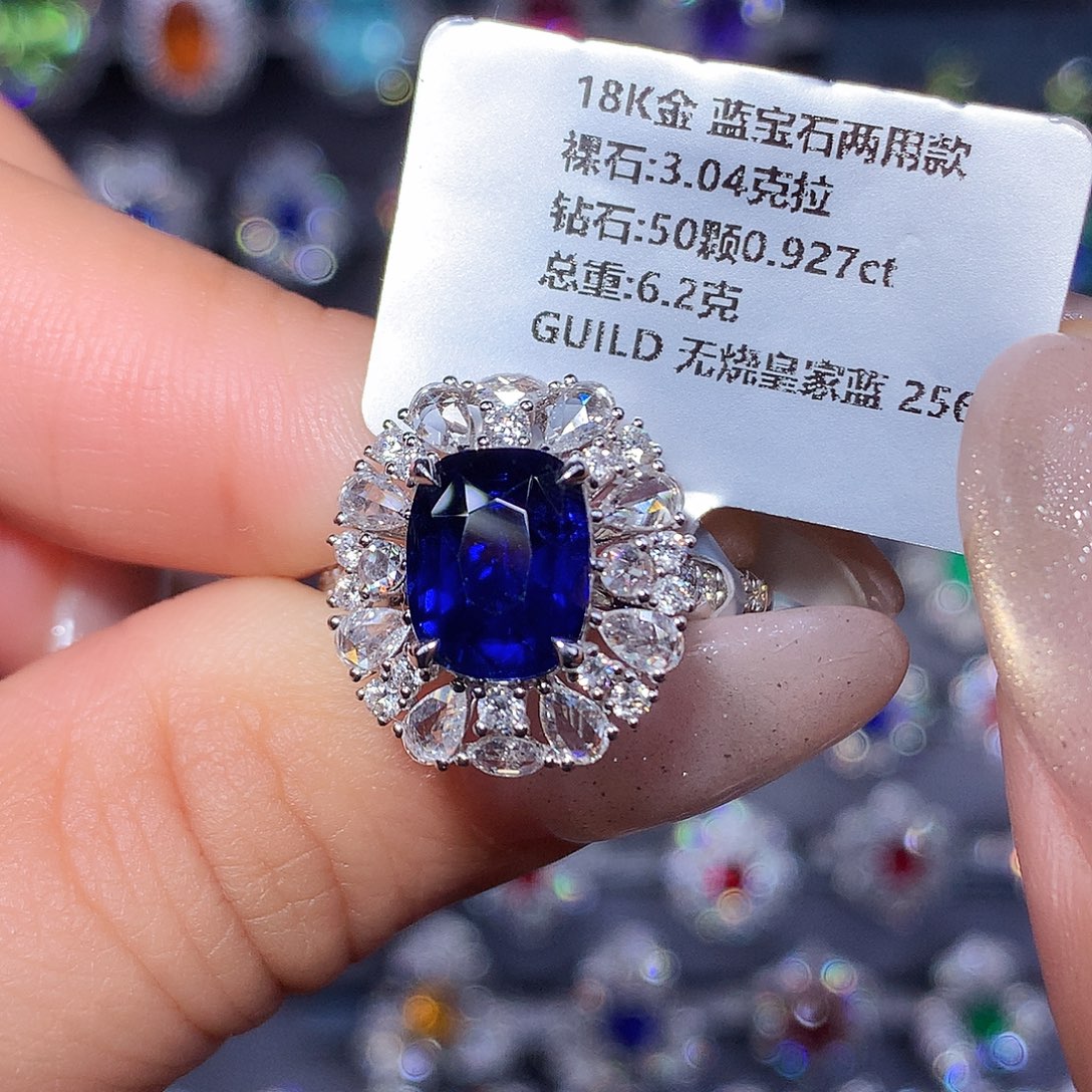 戒指蓝宝石18K金镶嵌