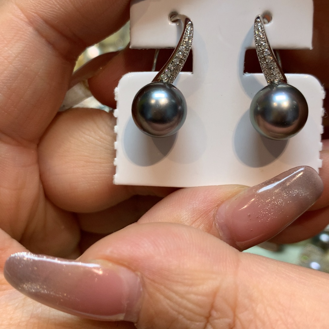 海水珍珠耳饰银S925镶嵌