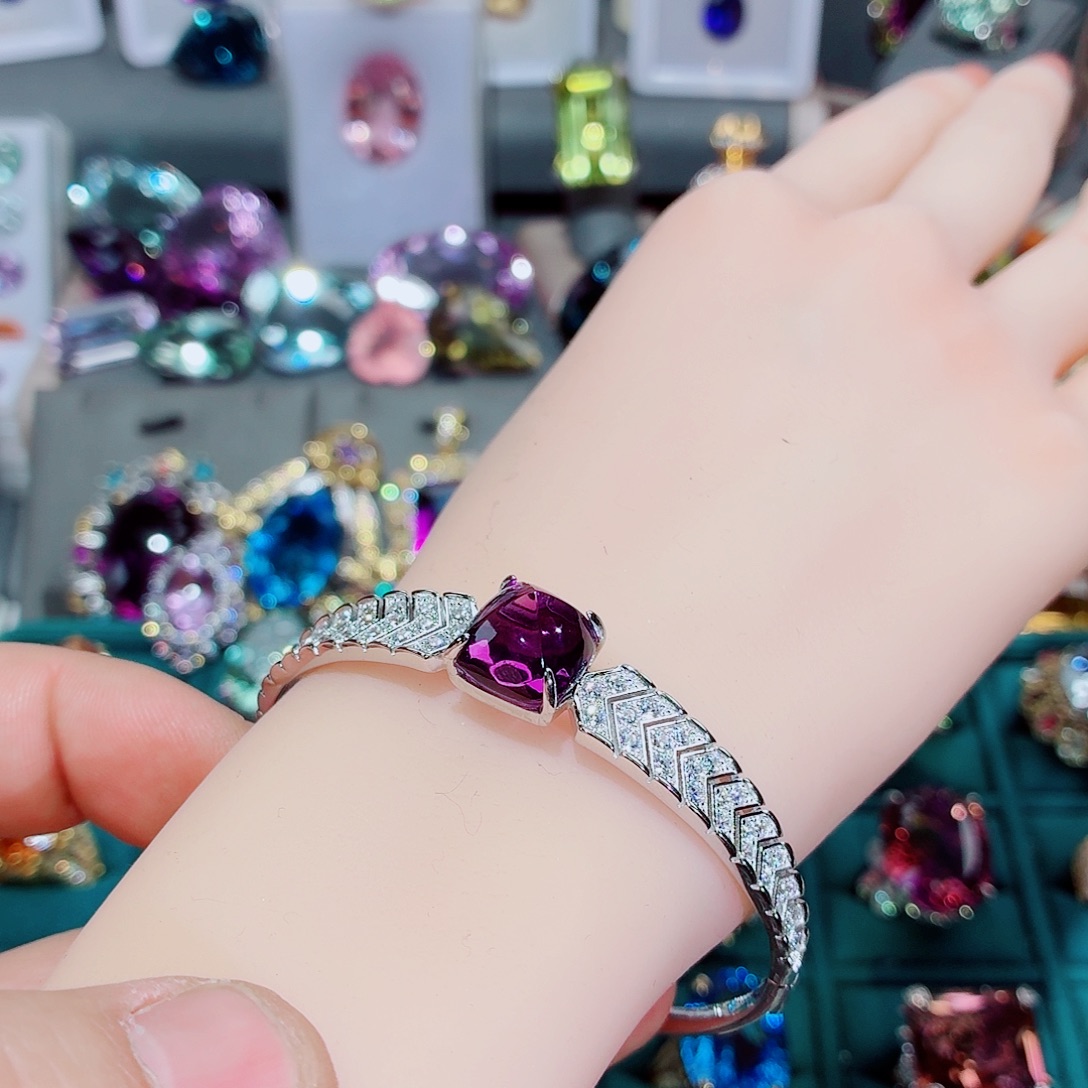 紫晶手镯银S925镶嵌