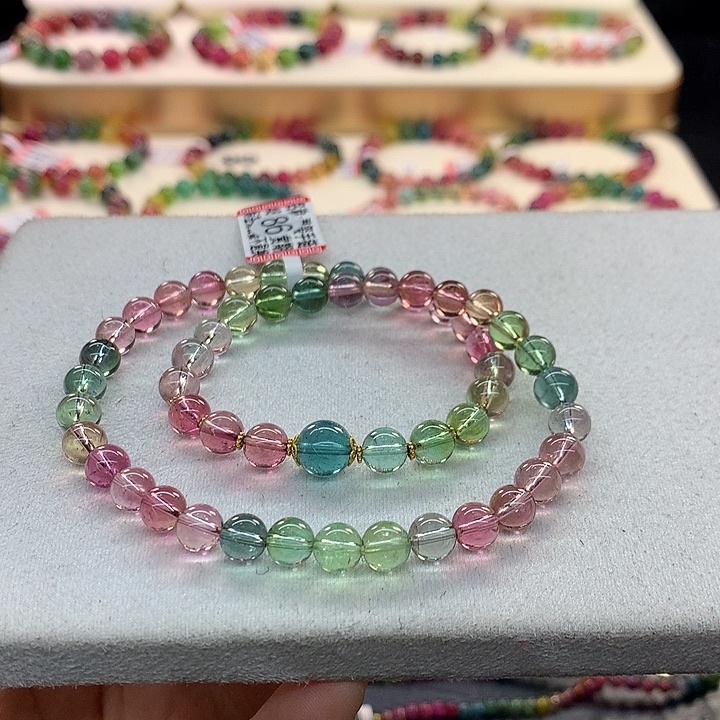 碧玺手链未镶嵌彩虹手串