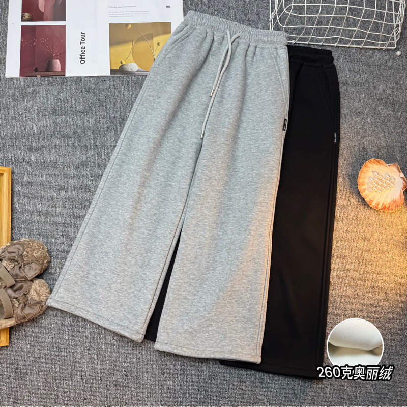 女童裤子2025秋冬季新款女宝宝宽松休闲加绒加厚直筒外穿长裤