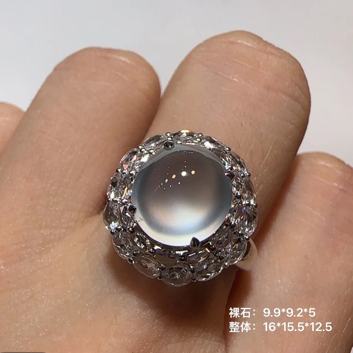 天然缅甸翡翠A货玻璃种黑刚蛋面戒指26800