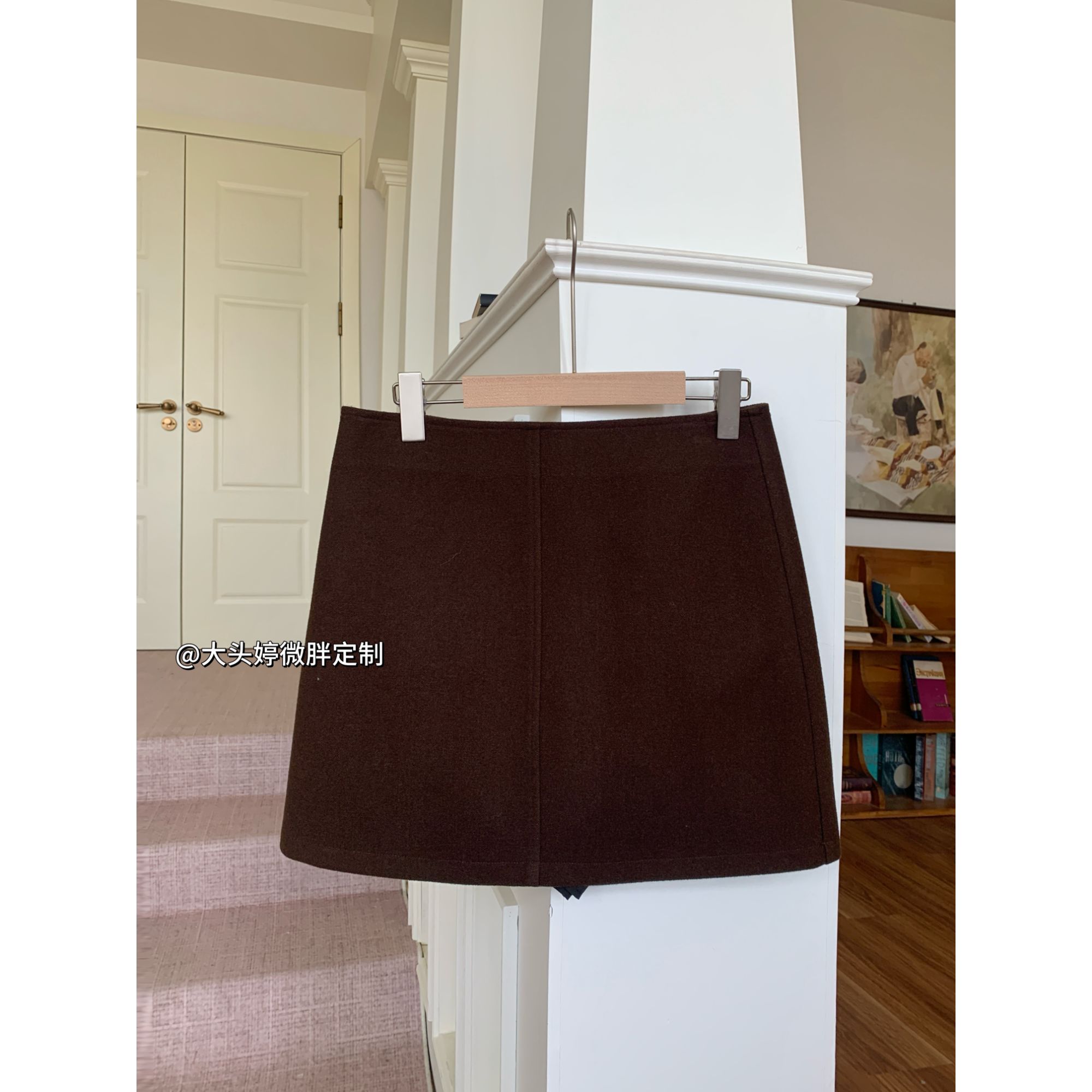【摩卡可可】大头婷微胖定制设计感棕色休闲百搭高腰显瘦半裙 ZX169