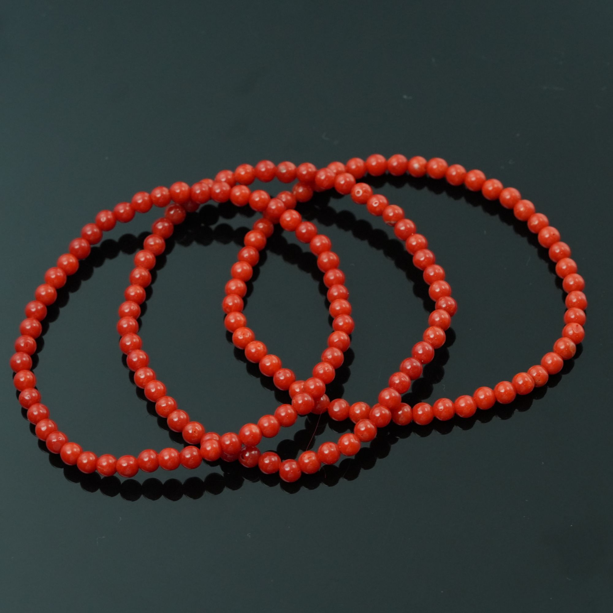  3mm天然沙丁红珊瑚圆珠素串叠戴时尚新人福利款搭配多样性发一件