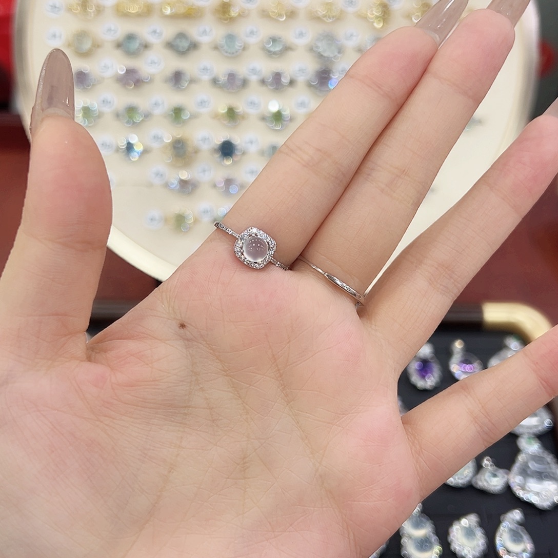 好***恼烟晶戒指银S925镶嵌