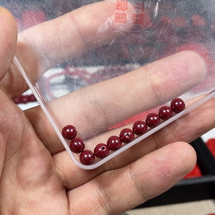 天然辰砂高压原石6mm10颗