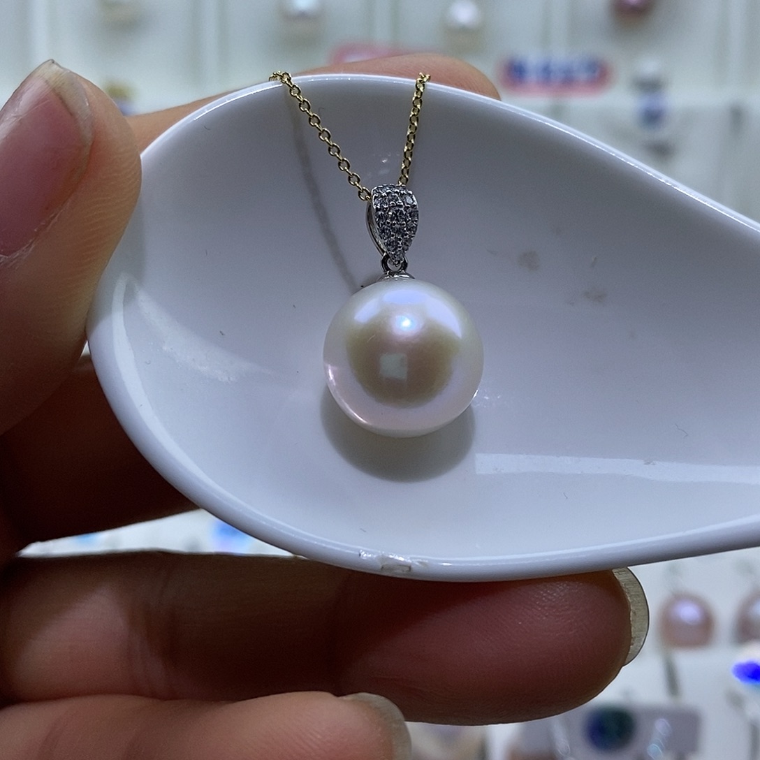 淡水珍珠银S925镶嵌吊坠(赠链)13.9M