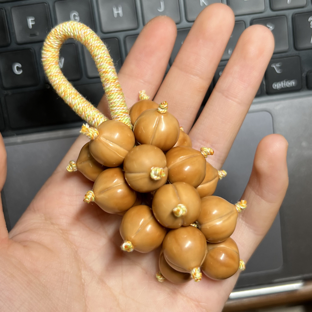 原创 全品无暇20颗14mm屁桃文玩小串 手工编制寓意福气满满