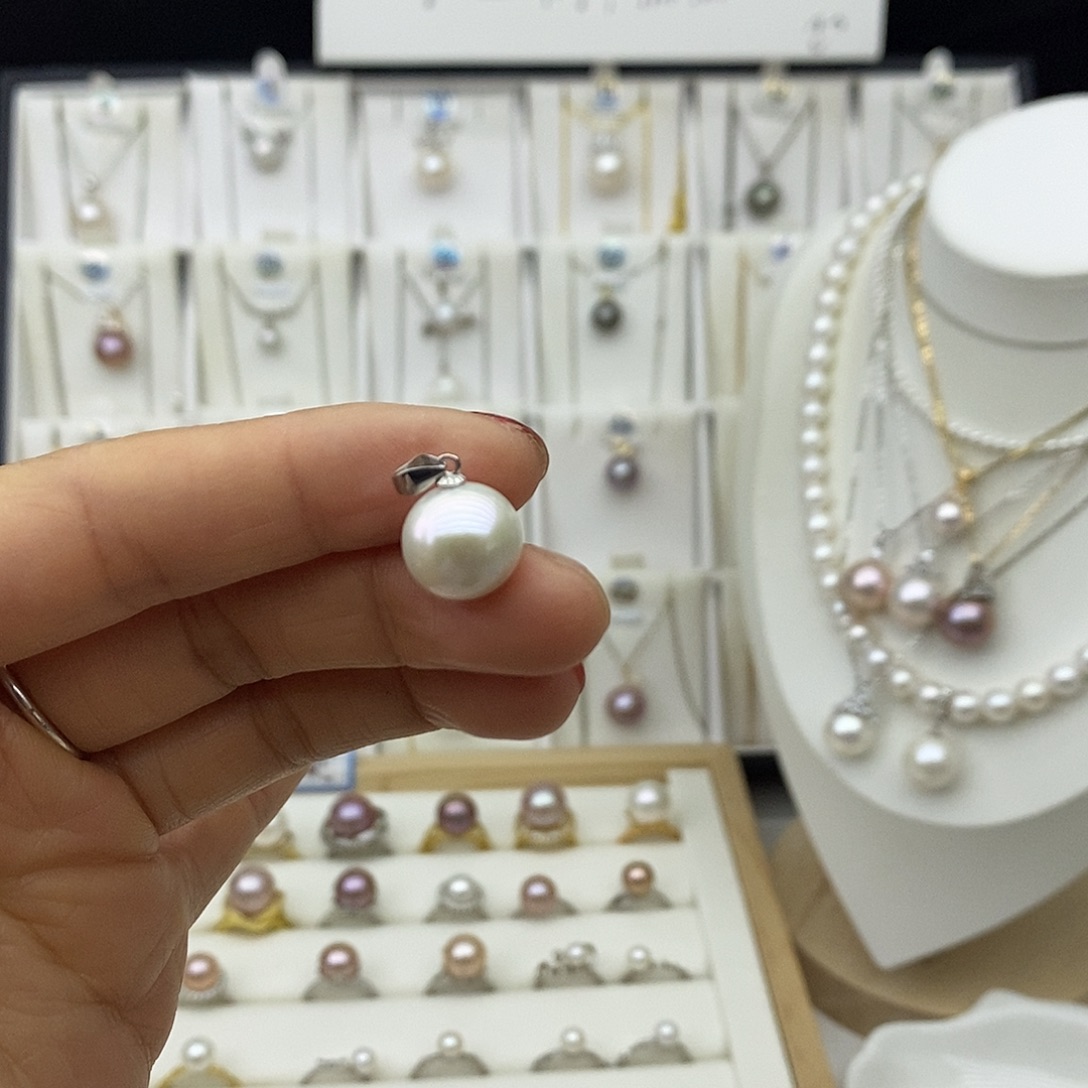 淡水珍珠吊坠(不含链)银S925镶嵌