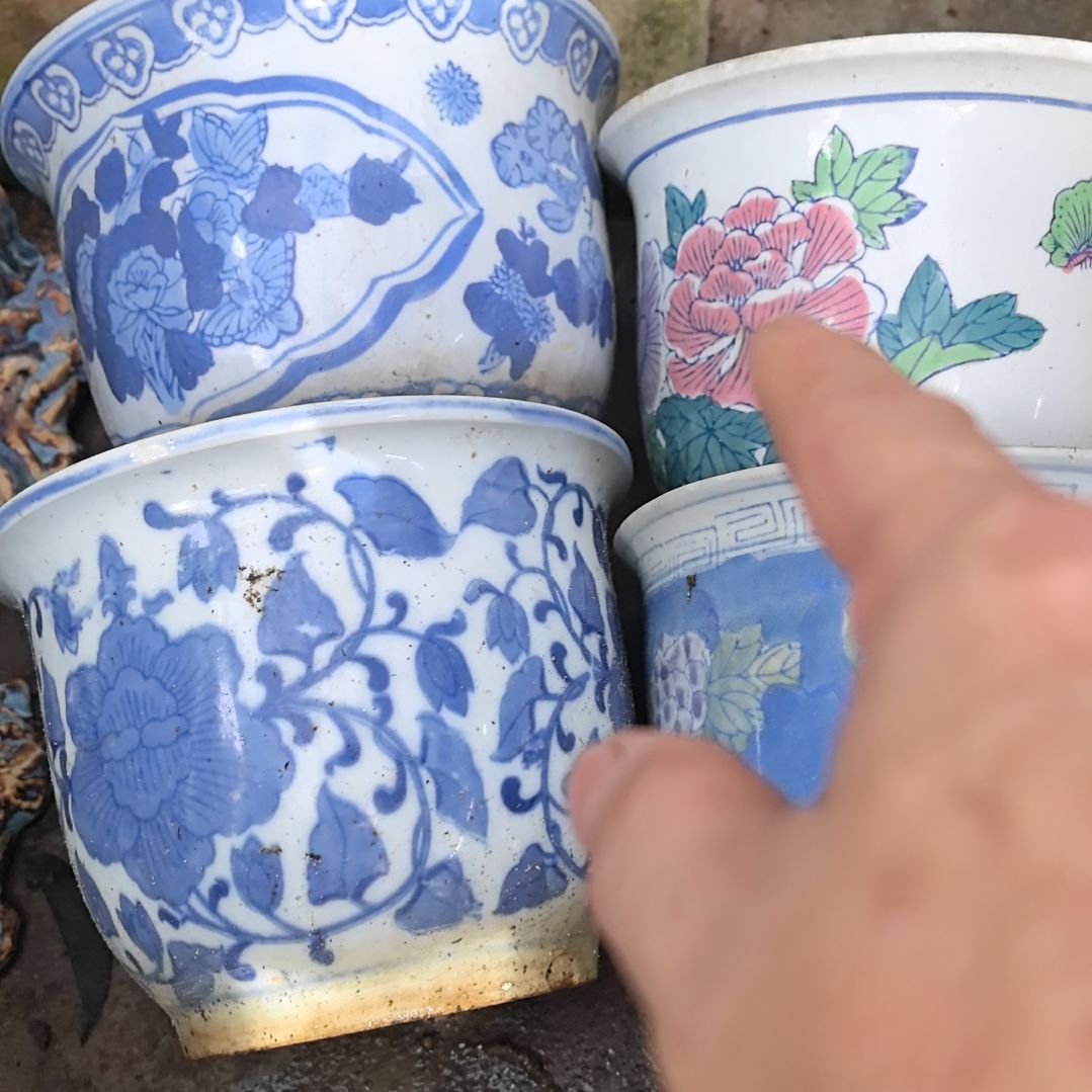 幸***英青花瓷器花盆4个包邮