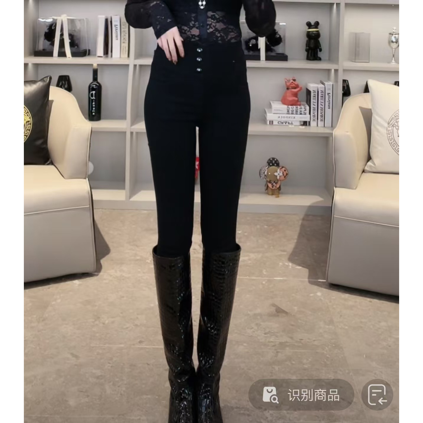 DIYI【瘦腿神器】黑白两色净版黑扣瘦腿牛仔裤NZK12764