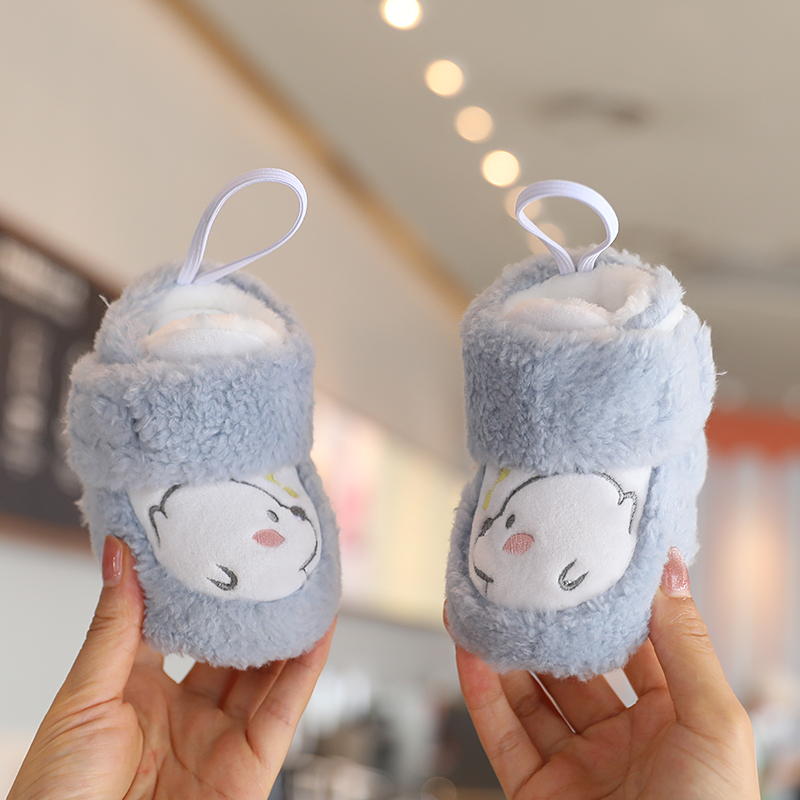 秋冬加厚保暖婴儿学步鞋0-1岁男女宝宝软底不掉鞋袜6-12个月新生9