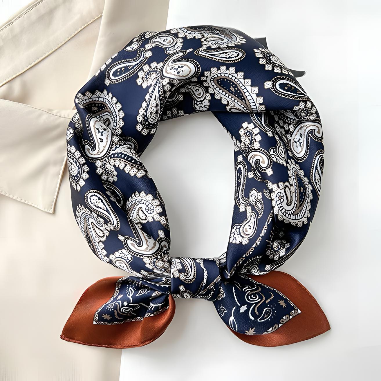 桑蚕丝丝巾单面大腰果50方巾女士真丝丝巾小领洋气时尚百搭A066