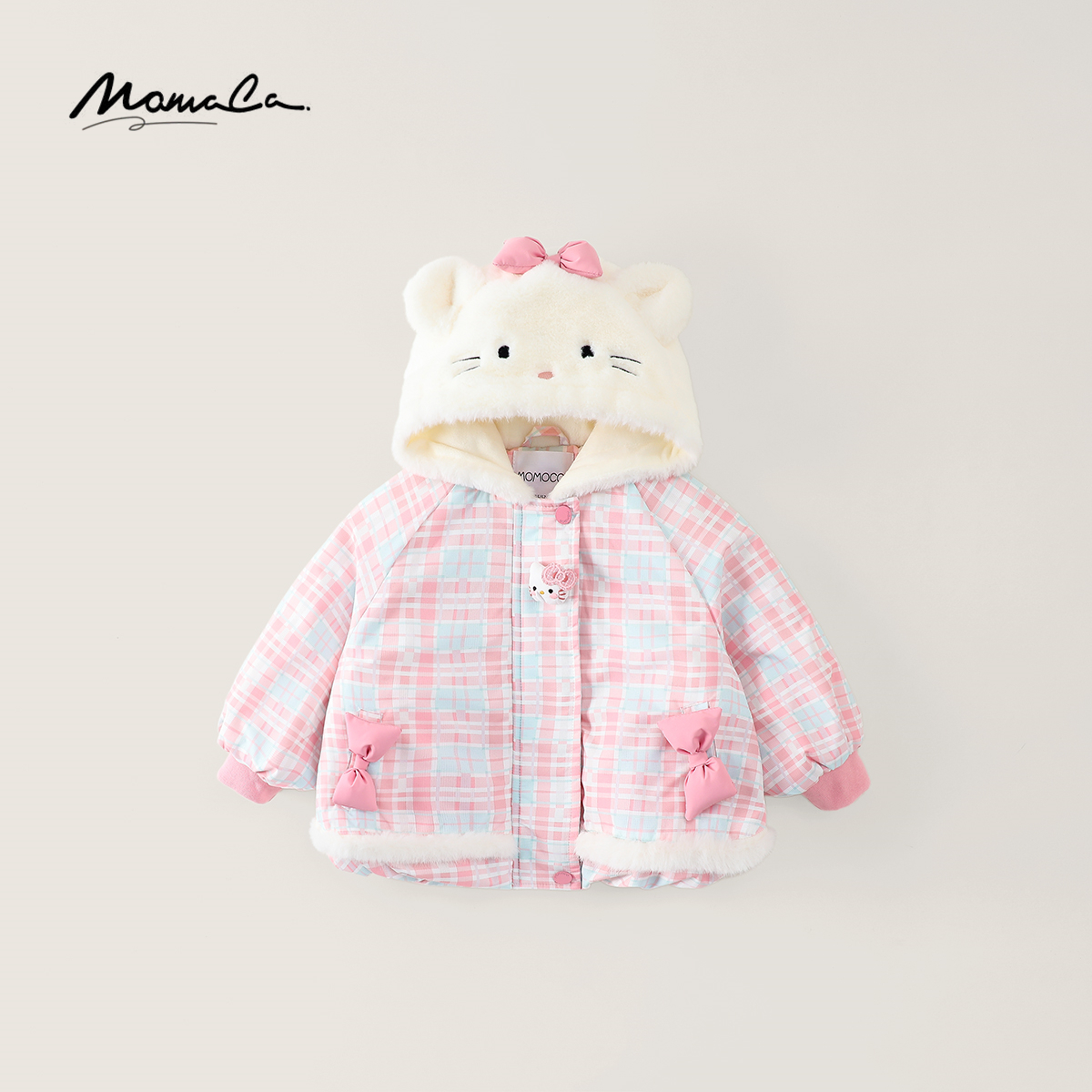 MOMOCO冬季厚款女童可爱小猫咪冬季氛围感棉服77830138005