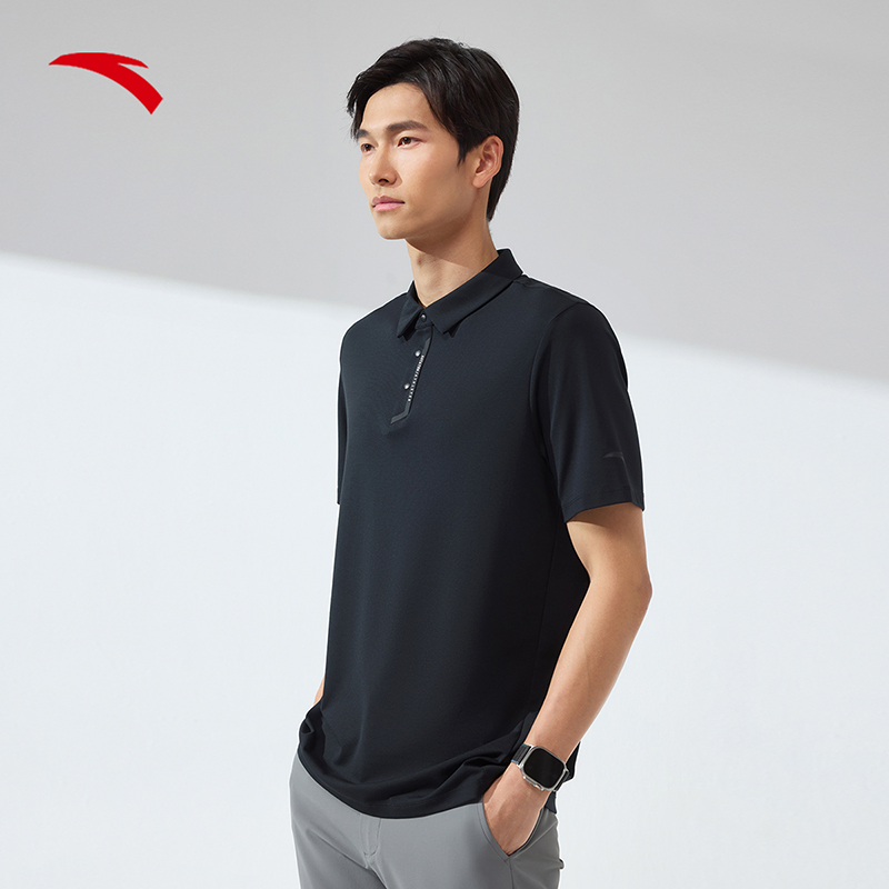 安踏冰丝POLO衫翻领短袖男夏季新款凉感吸湿透气商务T恤152427154