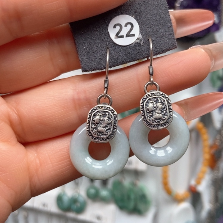 【闪购商品】翡翠耳饰银S925镶嵌耳饰