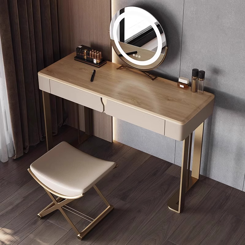 2025新款轻奢复古风实木梳妆台现代简约小户型卧室高级感化妆桌子