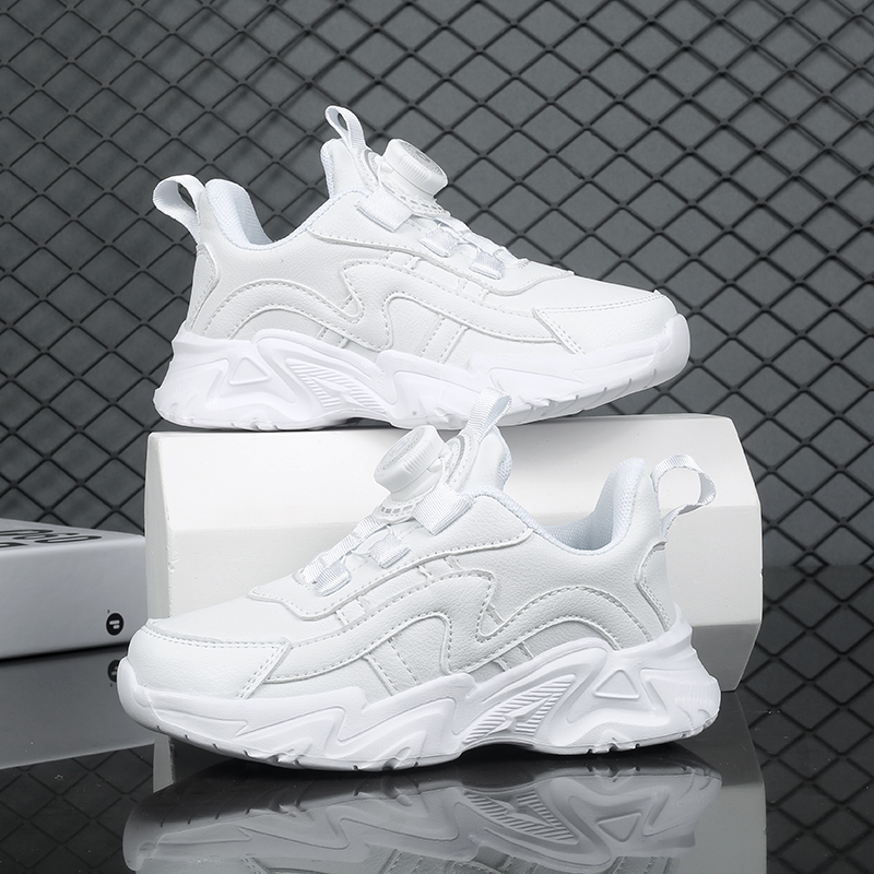 TWHQTKIDS童鞋男童女童春秋新款旋纽扣时尚中大童运动小白鞋鞋