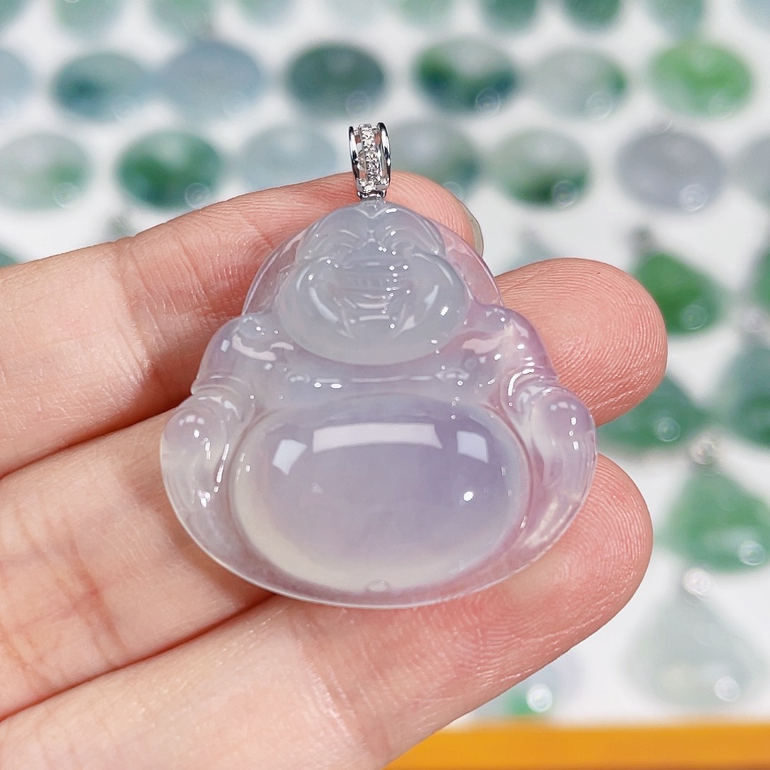 颈饰18K金镶嵌翡翠娟**）吊坠