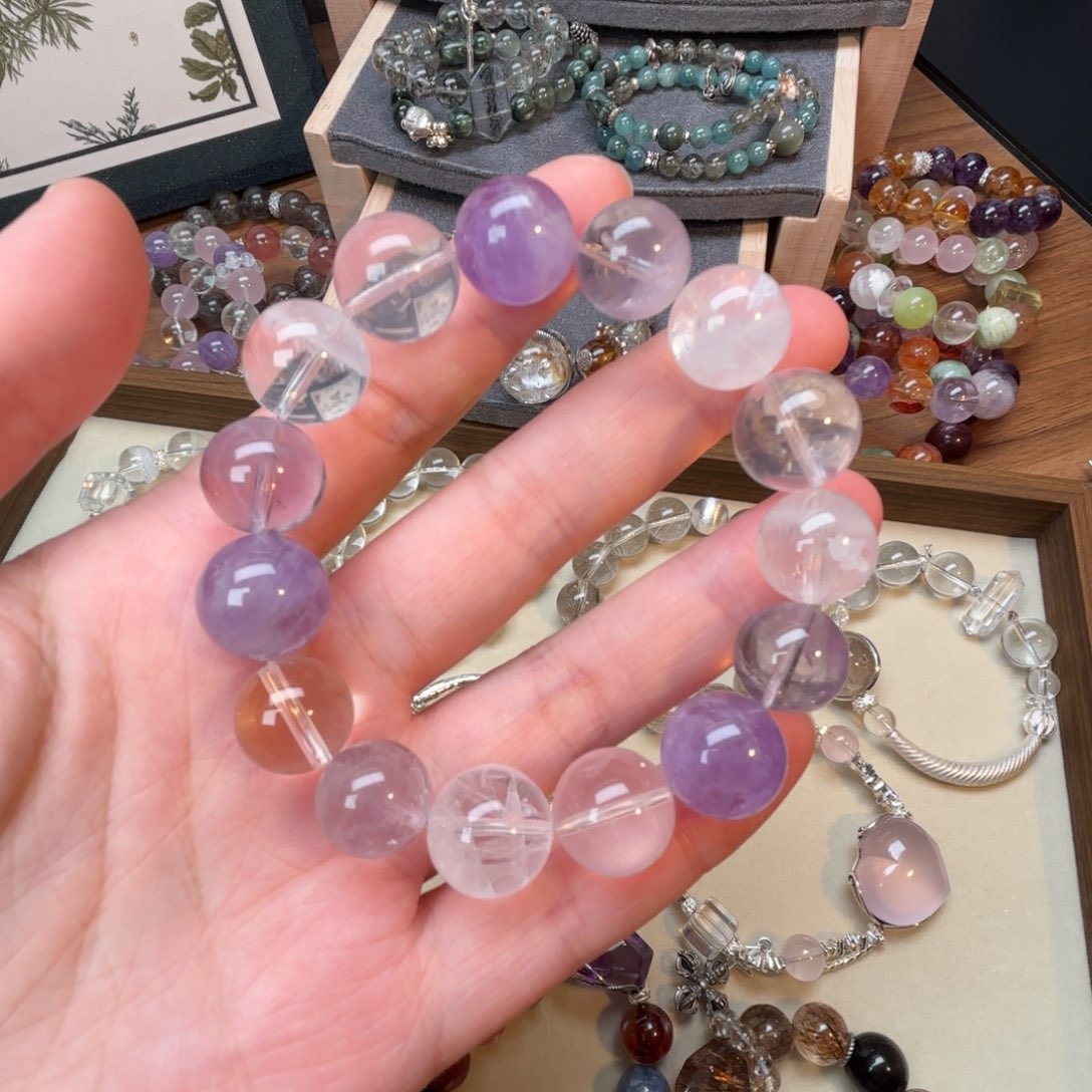 未镶嵌手链水晶天然水晶紫白色系列手串