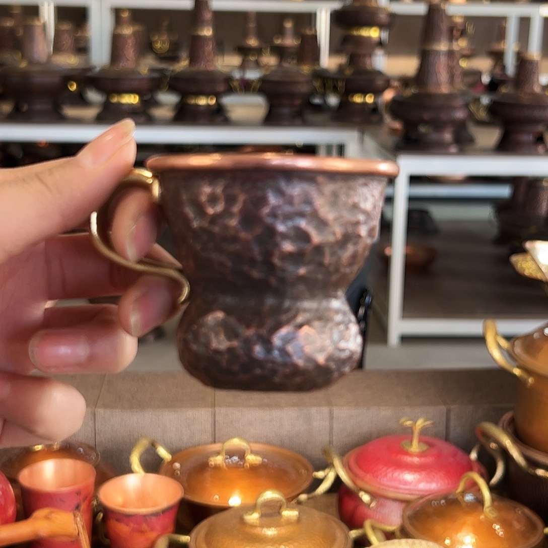 紫铜复古侧把福禄杯