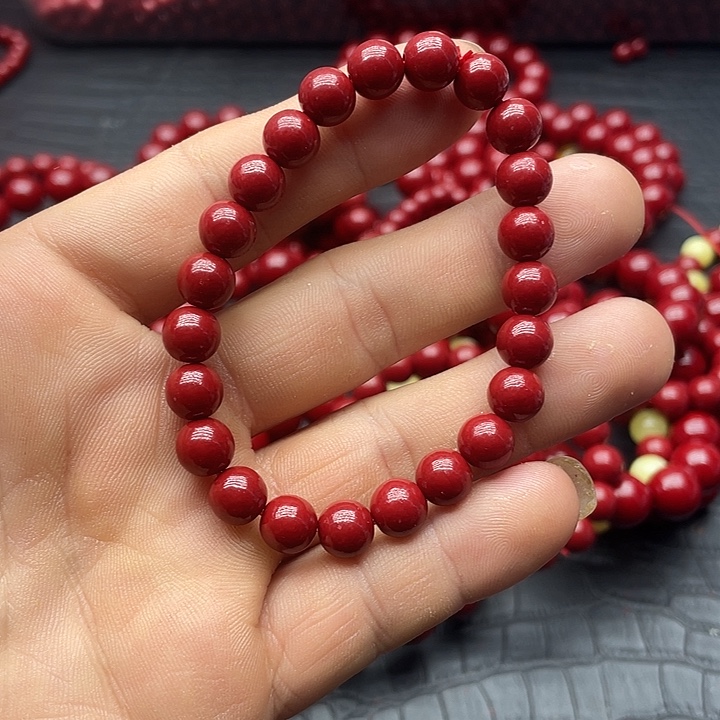 天然辰砂8米朱砂手链