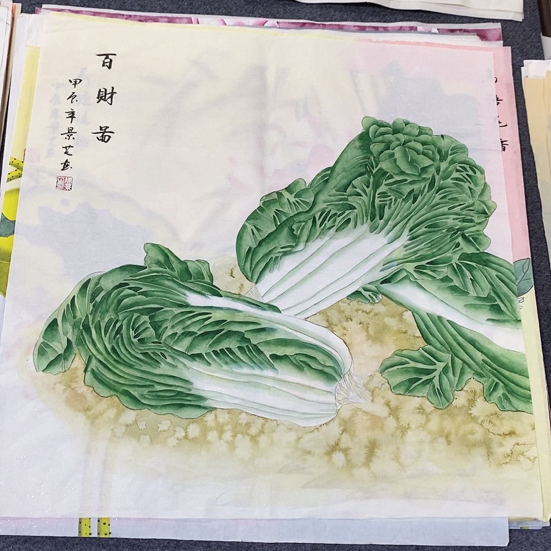 国画尺寸68✖️68工笔斗方手绘画