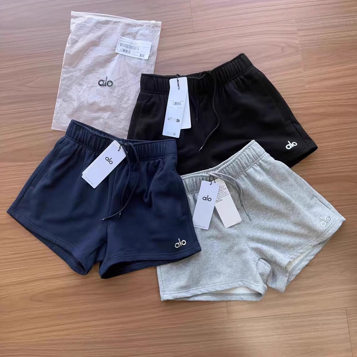 Alo棉短裤透气运动跑步夏季健身瑜伽高腰提臀针织运动休闲三分裤