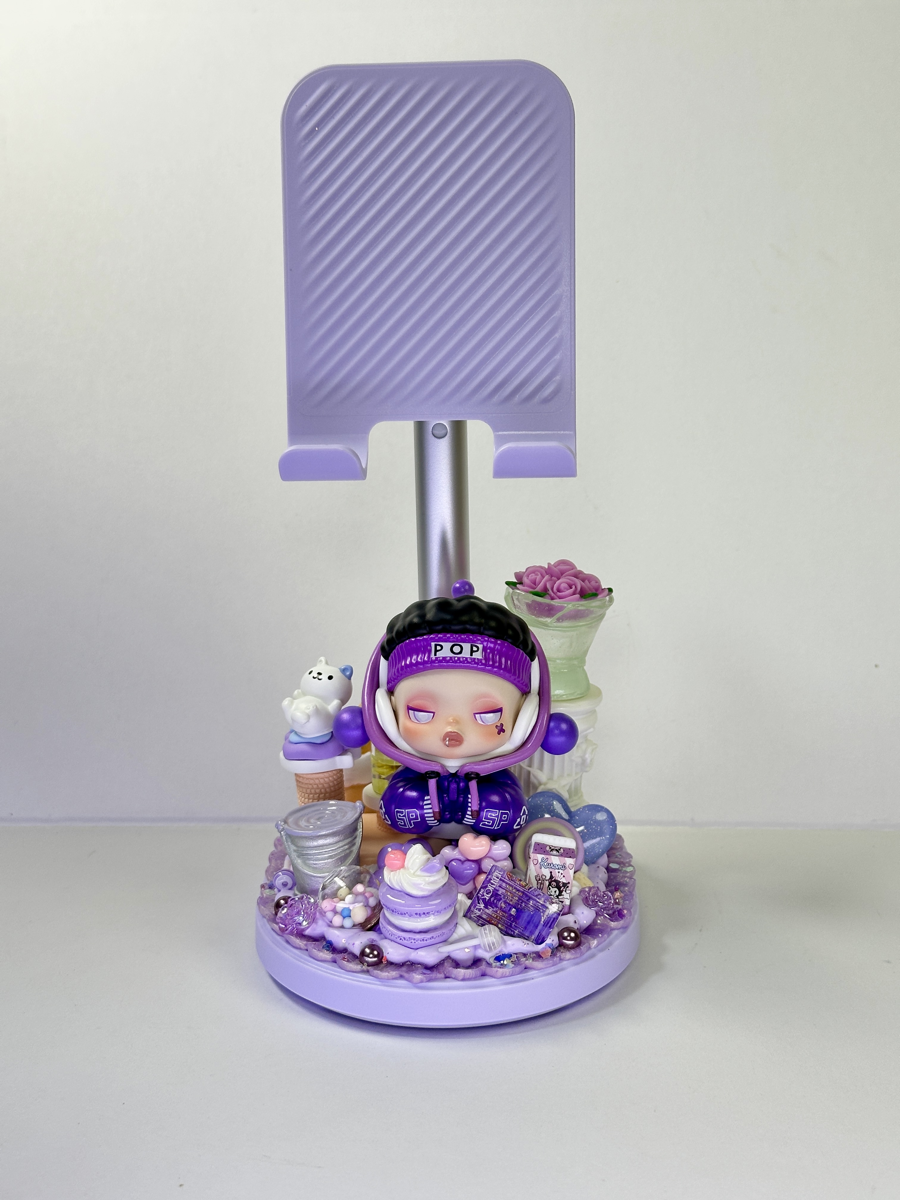 手机支架小天可爱风DIY奶油胶看剧办公室升缩可放ipad平板手机座