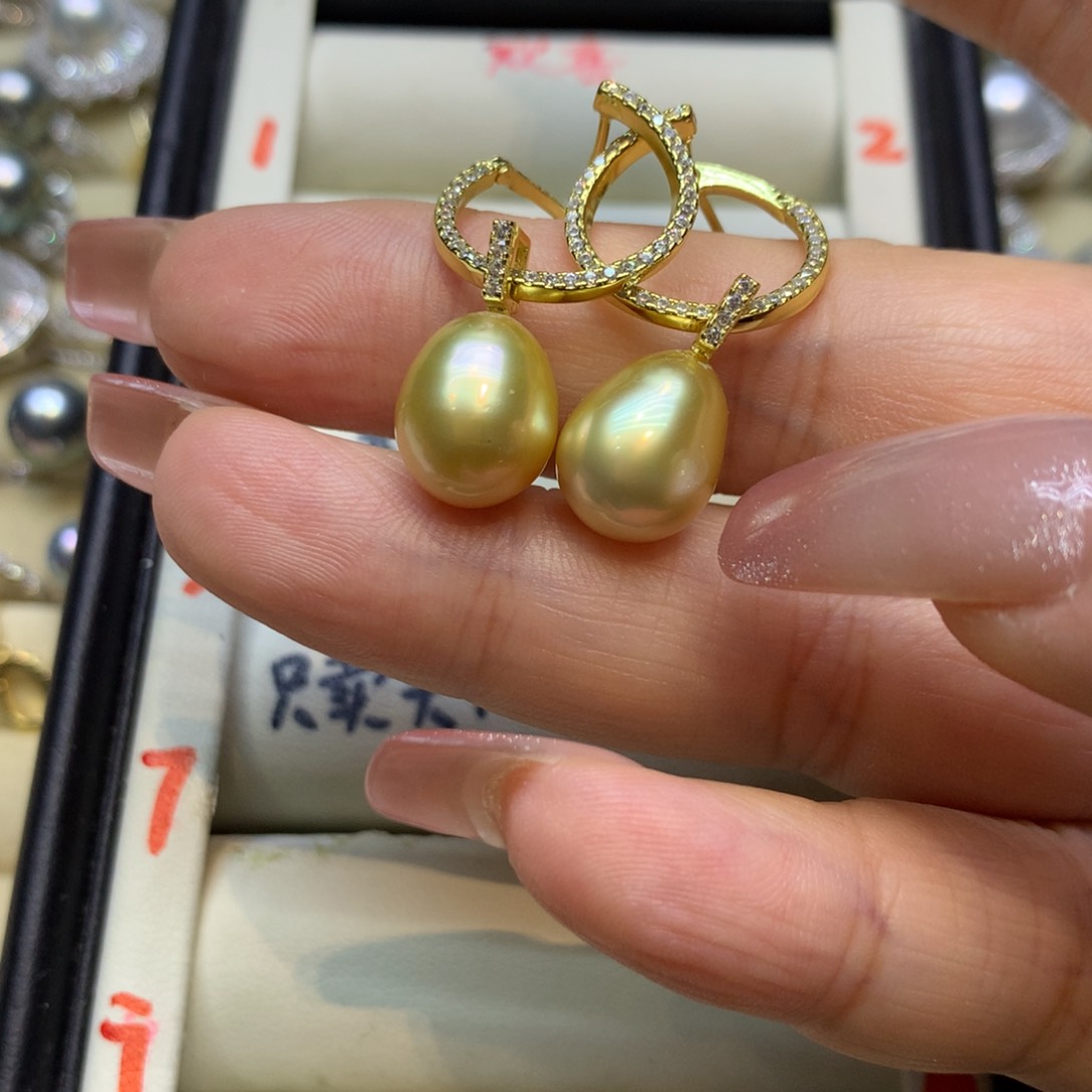 银S925镶嵌耳饰海水珍珠