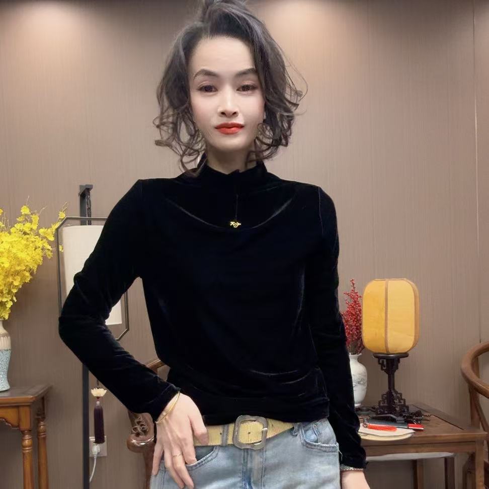 【峰姐优品】6662【XX】寸领时尚丝绒衫