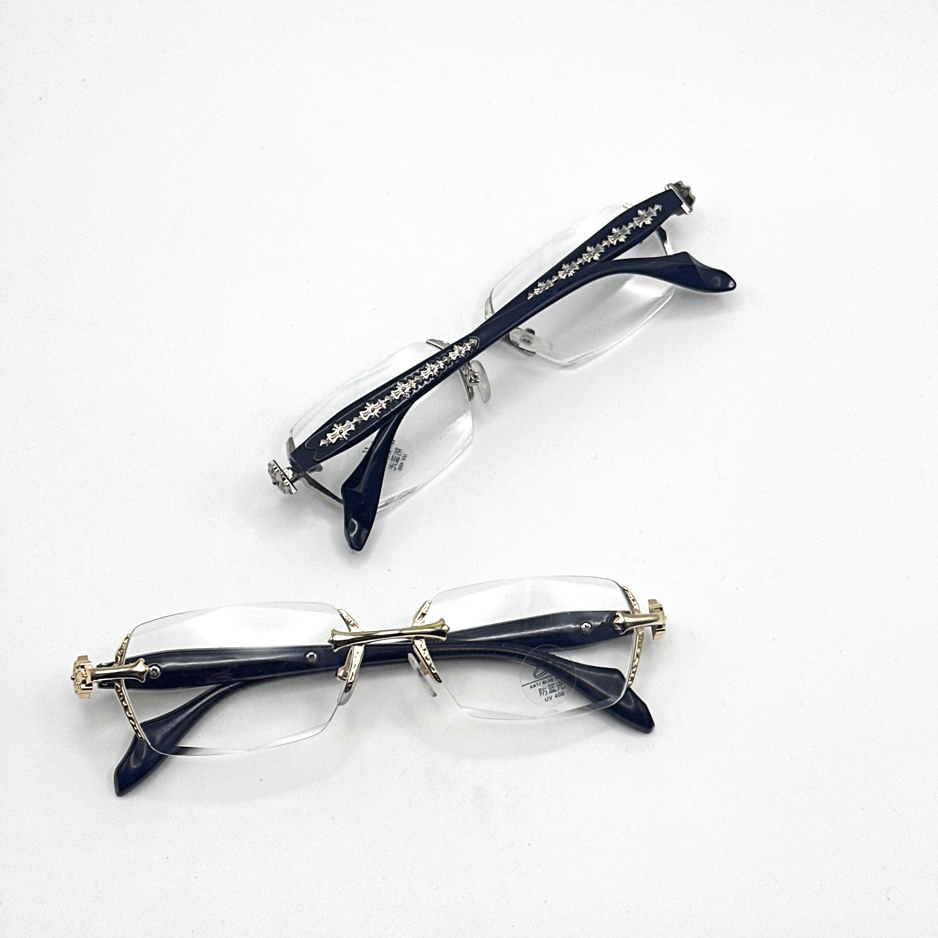 【1617/1618】克克无框金色银色防蓝光平光镜可配近视网红个性街拍