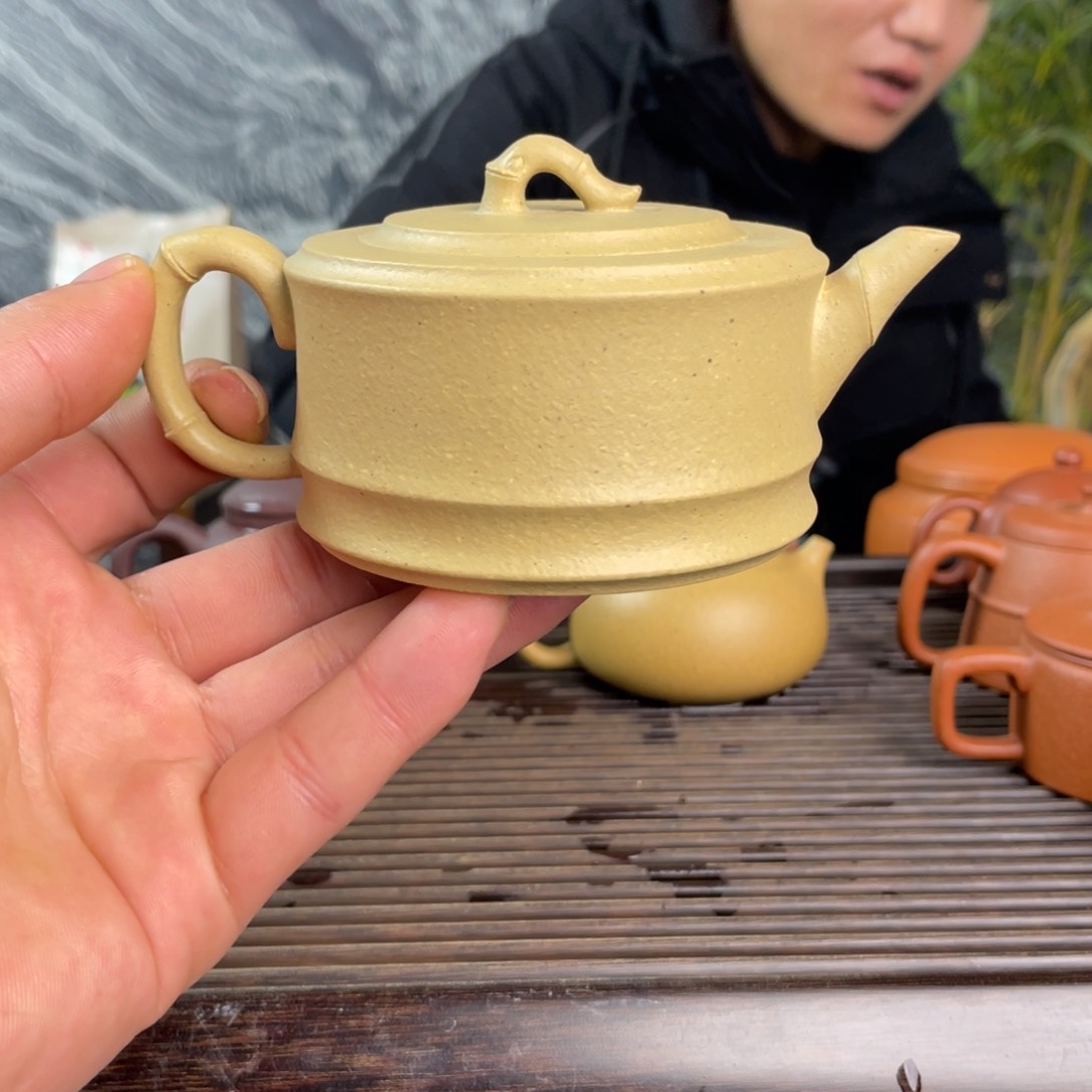 紫砂茶壶绿泥竹节