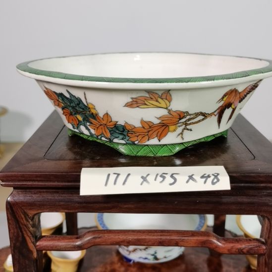 明***5陶手工手绘大德堂釉盆