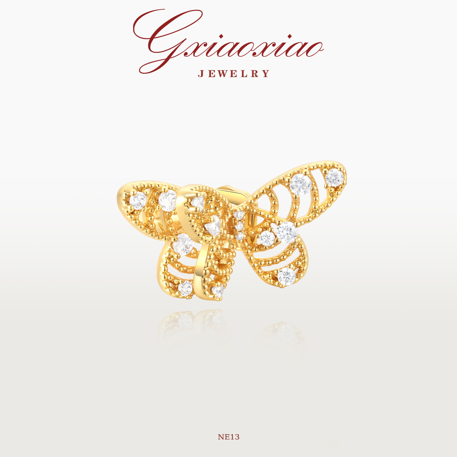 G XIAOXIAO 镀K金 【金羽蝶影】时尚气质百搭蝴蝶简约耳夹 NE13