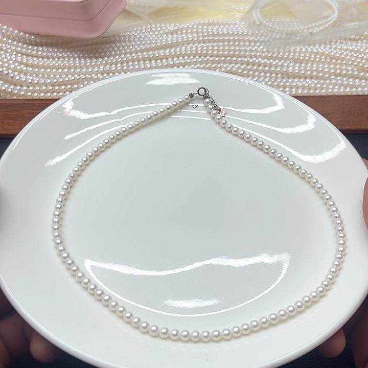 淡水珍珠天然珍珠项链银S925镶嵌8