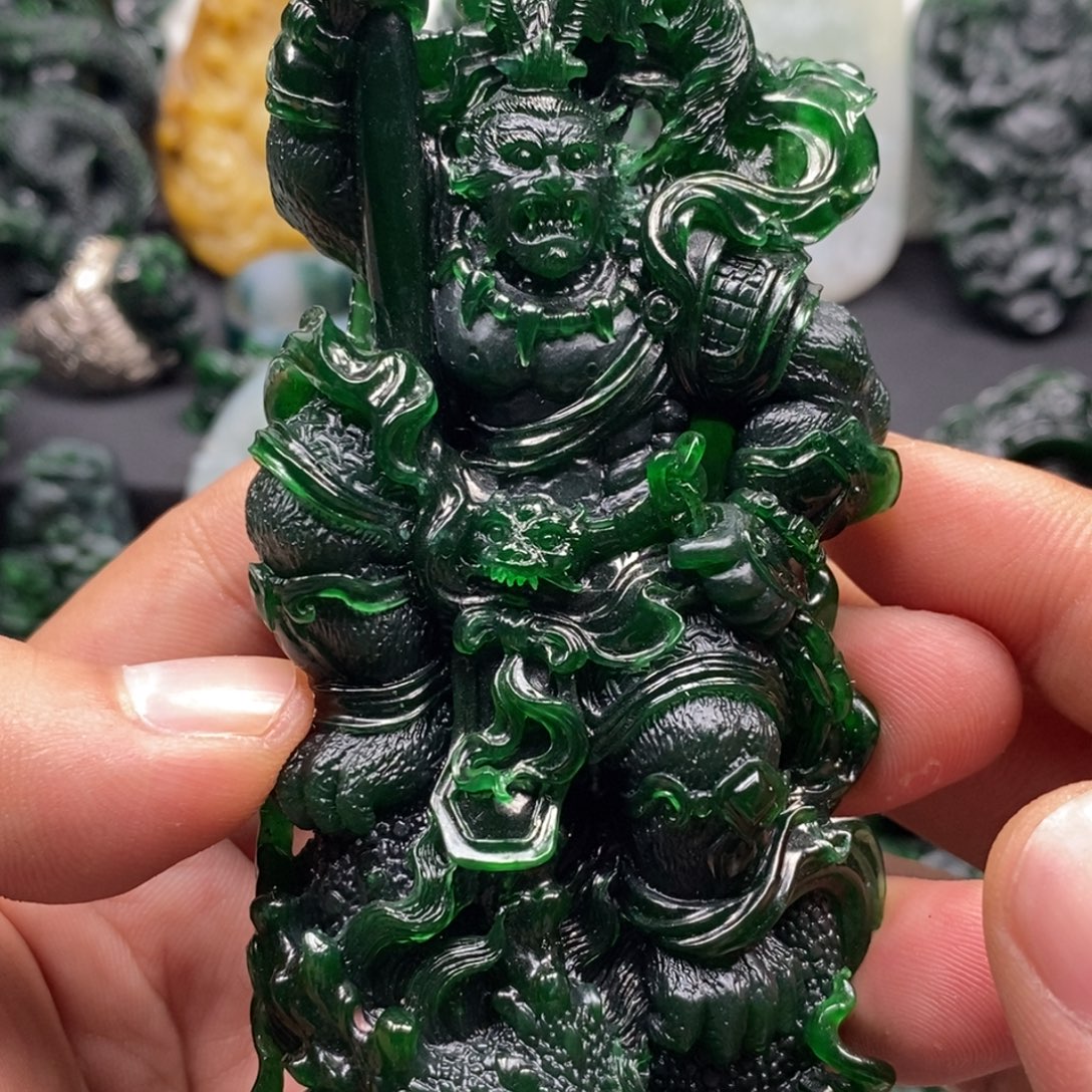 定制翡翠未镶嵌天然翡翠A货齐天大圣孙悟空