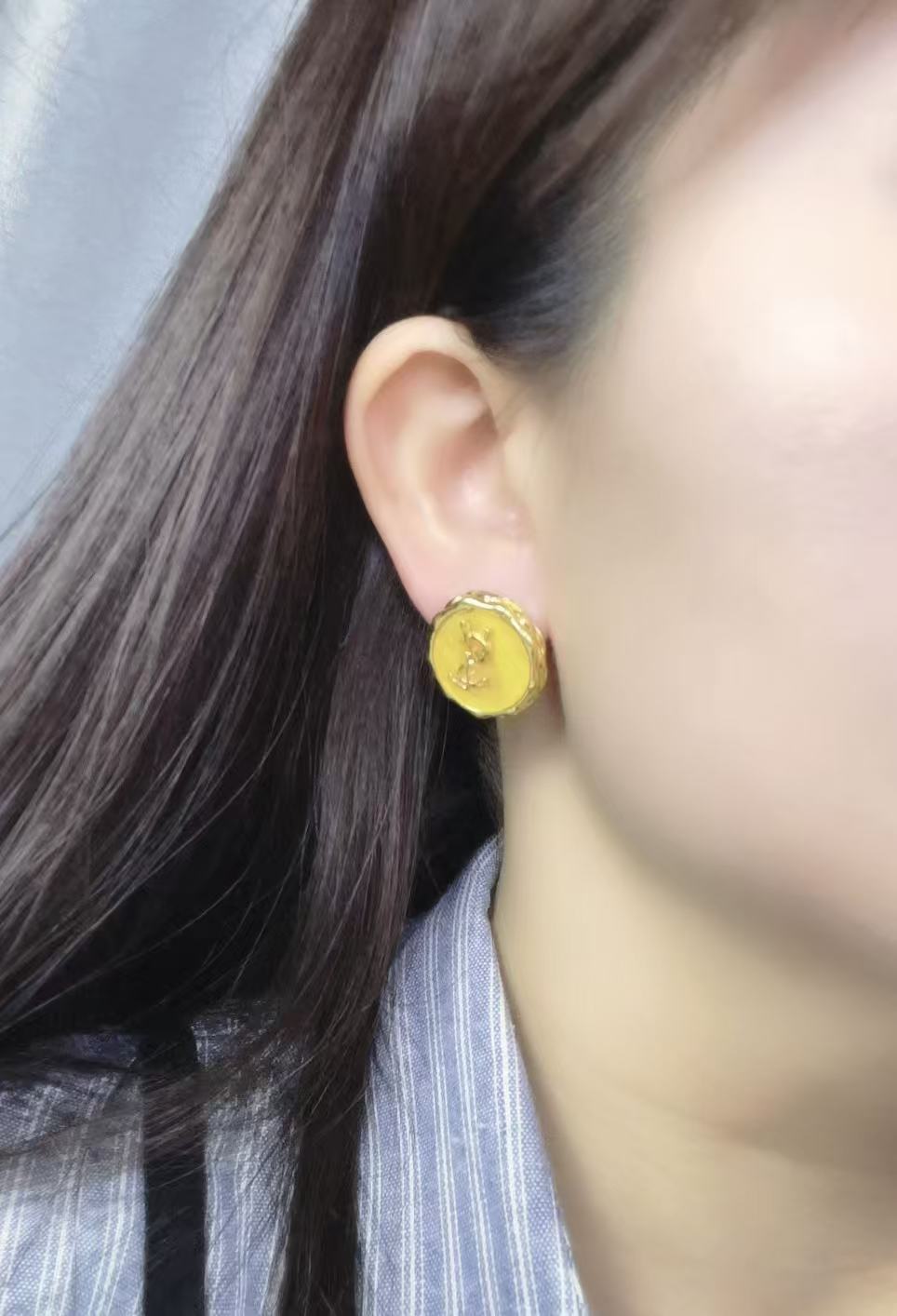 铜合金耳饰 简约黄色耳环饰品