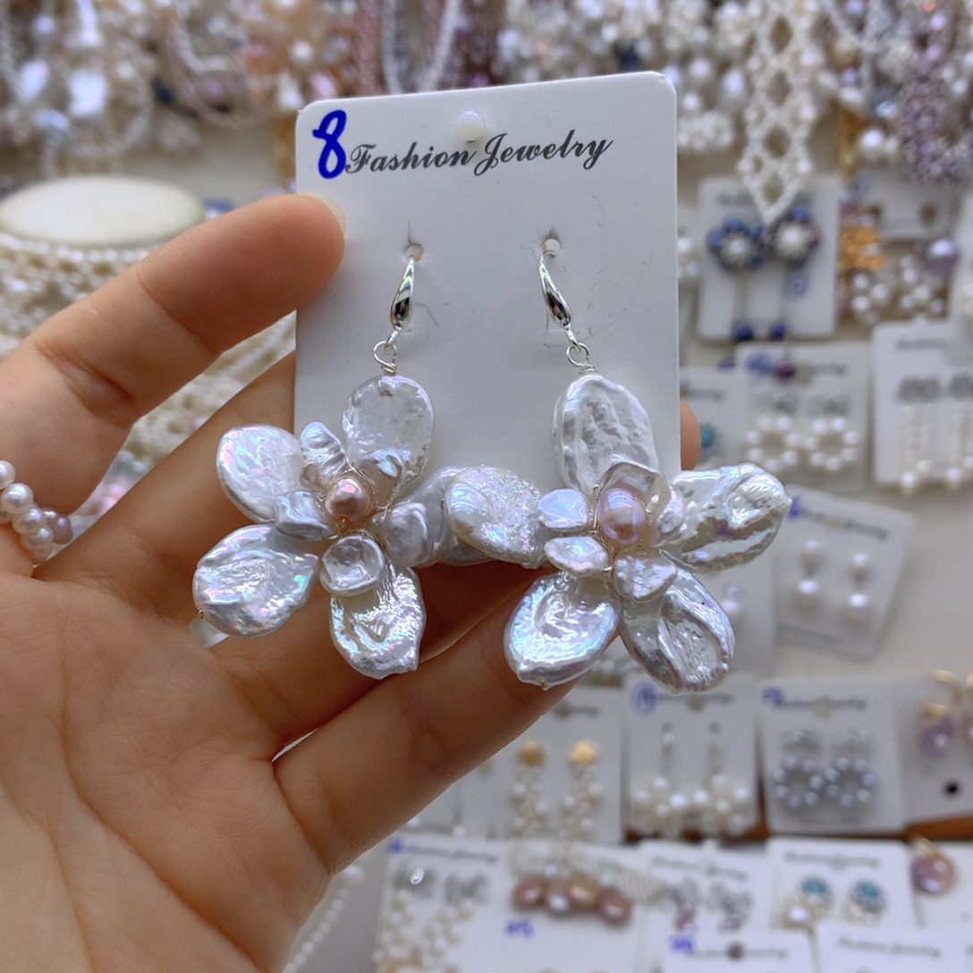 银S925镶嵌淡水珍珠项链耳饰