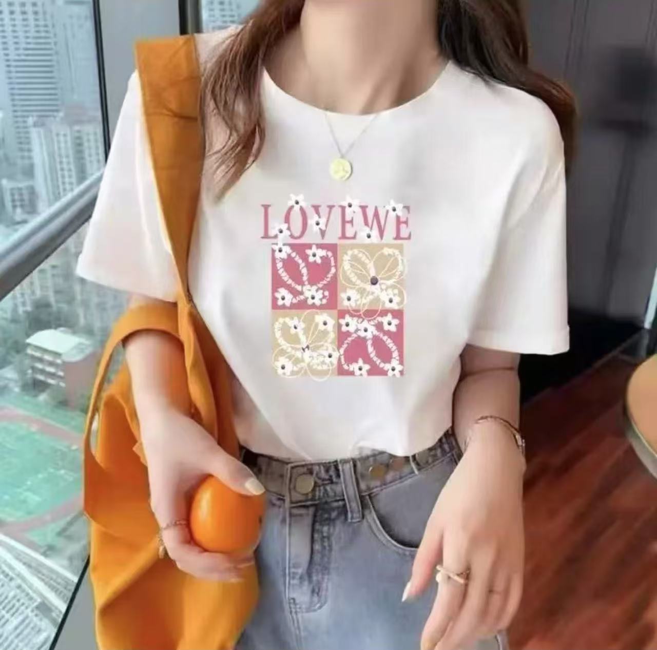 2025夏季短袖休闲上衣男女同款圆领印花T恤 LOVE